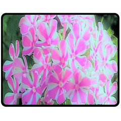 Hot Pink And White Peppermint Twist Garden Phlox Double Sided Fleece Blanket (medium)  by myrubiogarden