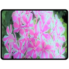 Hot Pink And White Peppermint Twist Garden Phlox Double Sided Fleece Blanket (large)  by myrubiogarden