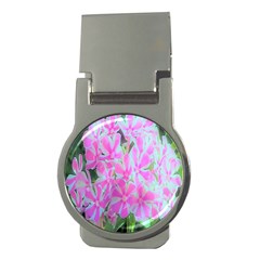 Hot Pink And White Peppermint Twist Garden Phlox Money Clips (round)  by myrubiogarden