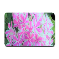 Hot Pink And White Peppermint Twist Garden Phlox Small Doormat  by myrubiogarden