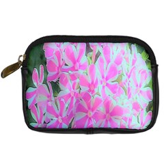 Hot Pink And White Peppermint Twist Garden Phlox Digital Camera Leather Case by myrubiogarden