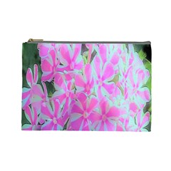 Hot Pink And White Peppermint Twist Garden Phlox Cosmetic Bag (large)