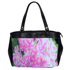 Hot Pink And White Peppermint Twist Garden Phlox Oversize Office Handbag (2 Sides) by myrubiogarden