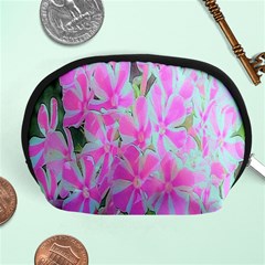 Hot Pink And White Peppermint Twist Garden Phlox Accessory Pouch (medium) by myrubiogarden