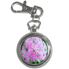 Hot Pink And White Peppermint Twist Garden Phlox Key Chain Watches by myrubiogarden