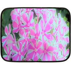 Hot Pink And White Peppermint Twist Garden Phlox Fleece Blanket (mini) by myrubiogarden