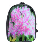 Hot Pink And White Peppermint Twist Garden Phlox School Bag (Large) Front