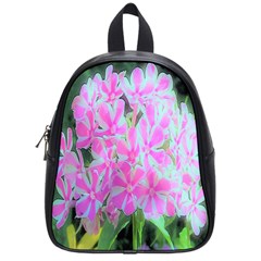 Hot Pink And White Peppermint Twist Garden Phlox School Bag (small) by myrubiogarden