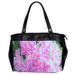 Hot Pink And White Peppermint Twist Garden Phlox Oversize Office Handbag (2 Sides) Front