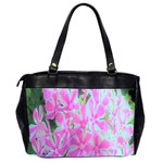 Hot Pink And White Peppermint Twist Garden Phlox Oversize Office Handbag (2 Sides) Back