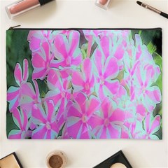 Hot Pink And White Peppermint Twist Garden Phlox Cosmetic Bag (xxxl)