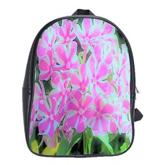 Hot Pink And White Peppermint Twist Garden Phlox School Bag (xl) by myrubiogarden