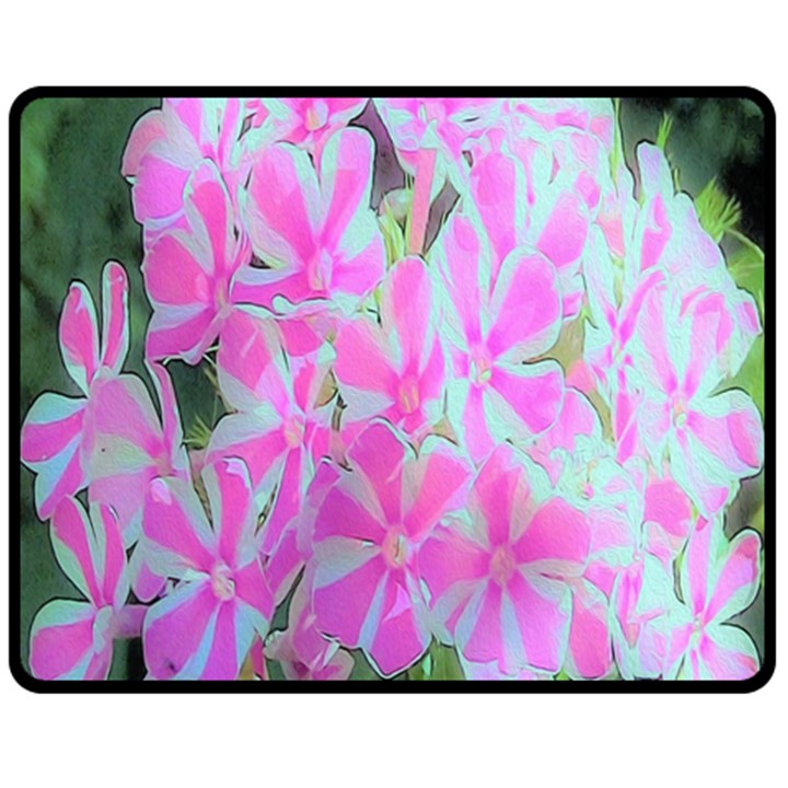 Hot Pink And White Peppermint Twist Garden Phlox Double Sided Fleece Blanket (Medium) 