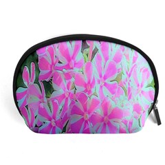 Hot Pink And White Peppermint Twist Garden Phlox Accessory Pouch (large) by myrubiogarden