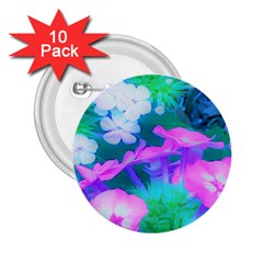 Pink, Green, Blue And White Garden Phlox Flowers 2 25  Buttons (10 Pack)  by myrubiogarden