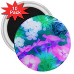 Pink, Green, Blue And White Garden Phlox Flowers 3  Magnets (10 pack)  Front