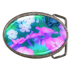 Pink, Green, Blue And White Garden Phlox Flowers Belt Buckles by myrubiogarden