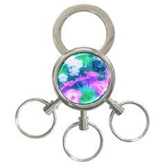 Pink, Green, Blue And White Garden Phlox Flowers 3-ring Key Chains by myrubiogarden