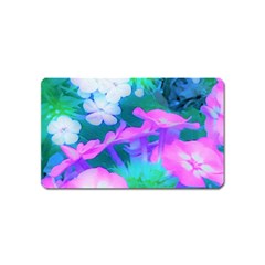 Pink, Green, Blue And White Garden Phlox Flowers Magnet (name Card) by myrubiogarden