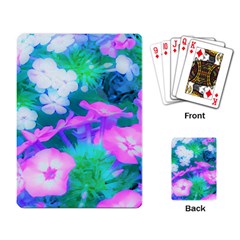 Pink, Green, Blue And White Garden Phlox Flowers Playing Cards Single Design by myrubiogarden