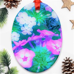 Pink, Green, Blue And White Garden Phlox Flowers Oval Ornament (two Sides) by myrubiogarden