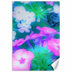 Pink, Green, Blue And White Garden Phlox Flowers Canvas 12  X 18  by myrubiogarden