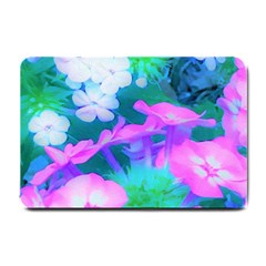 Pink, Green, Blue And White Garden Phlox Flowers Small Doormat  by myrubiogarden