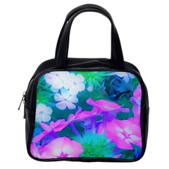 Pink, Green, Blue And White Garden Phlox Flowers Classic Handbag (one Side) by myrubiogarden