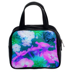 Pink, Green, Blue And White Garden Phlox Flowers Classic Handbag (two Sides) by myrubiogarden