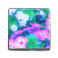 Pink, Green, Blue And White Garden Phlox Flowers Memory Card Reader (square 5 Slot) by myrubiogarden