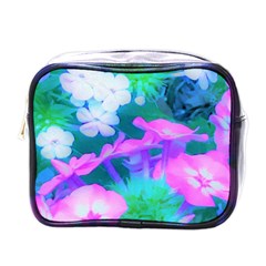 Pink, Green, Blue And White Garden Phlox Flowers Mini Toiletries Bag (one Side) by myrubiogarden