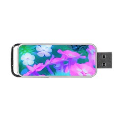 Pink, Green, Blue And White Garden Phlox Flowers Portable Usb Flash (one Side) by myrubiogarden