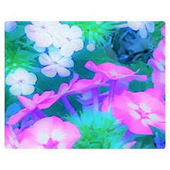 Pink, Green, Blue And White Garden Phlox Flowers Double Sided Flano Blanket (medium)  by myrubiogarden