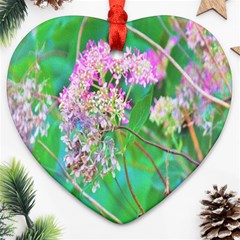 Invincibelle Spirit Hot Pink Hydrangeas On Aqua Green Ornament (heart) by myrubiogarden