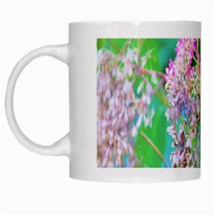 Invincibelle Spirit Hot Pink Hydrangeas On Aqua Green White Mugs by myrubiogarden