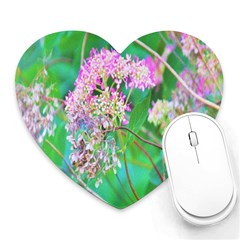 Invincibelle Spirit Hot Pink Hydrangeas On Aqua Green Heart Mousepads by myrubiogarden