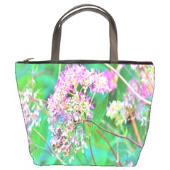 Invincibelle Spirit Hot Pink Hydrangeas On Aqua Green Bucket Bag by myrubiogarden