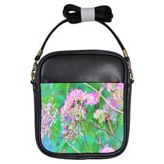 Invincibelle Spirit Hot Pink Hydrangeas On Aqua Green Girls Sling Bag by myrubiogarden