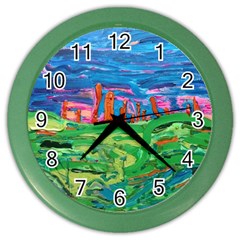 Our Town My Town Color Wall Clock by arwwearableart