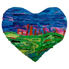 Our Town My Town Large 19  Premium Heart Shape Cushions by arwwearableart