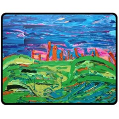 Our Town My Town Double Sided Fleece Blanket (medium)  by arwwearableart