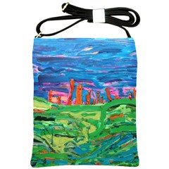 Our Town My Town Shoulder Sling Bag by arwwearableart