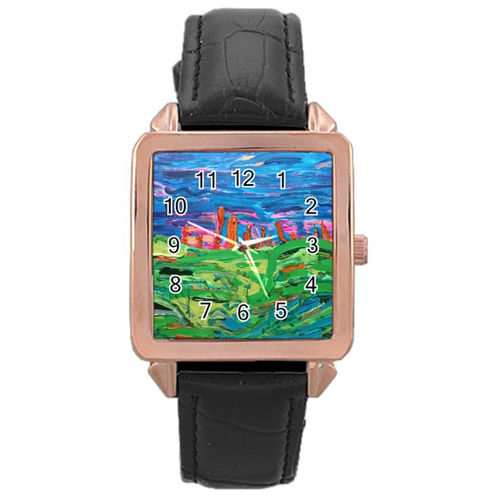 Our Town My Town Rose Gold Leather Watch 