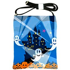 Halloween Ghosts Haunted House Shoulder Sling Bag by Wegoenart