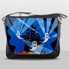 Halloween Ghosts Haunted House Messenger Bag by Wegoenart