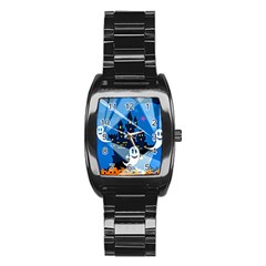 Halloween Ghosts Haunted House Stainless Steel Barrel Watch by Wegoenart