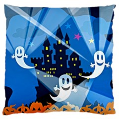 Halloween Ghosts Haunted House Large Flano Cushion Case (one Side) by Wegoenart