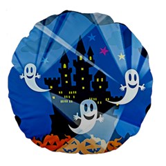 Halloween Ghosts Haunted House Large 18  Premium Flano Round Cushions by Wegoenart