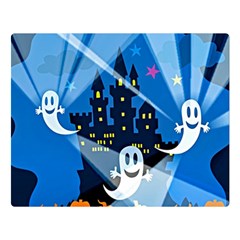 Halloween Ghosts Haunted House Double Sided Flano Blanket (large)  by Wegoenart