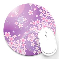 Japanese Sakura Background Round Mousepads by Wegoenart